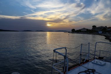 Hırvatistan 'da Adriyatik Denizi' nde güzel gün batımı