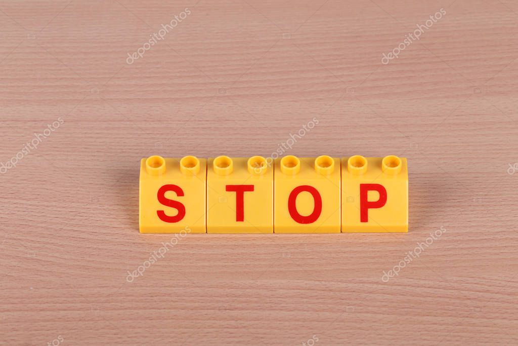 STOP - The word laid out from the childrens designer