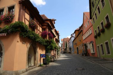 Almanya 'nın Rothenburg ob der Tauber şehrinin boş sokakları