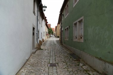 Almanya 'nın Rothenburg ob der Tauber şehrinin boş sokakları