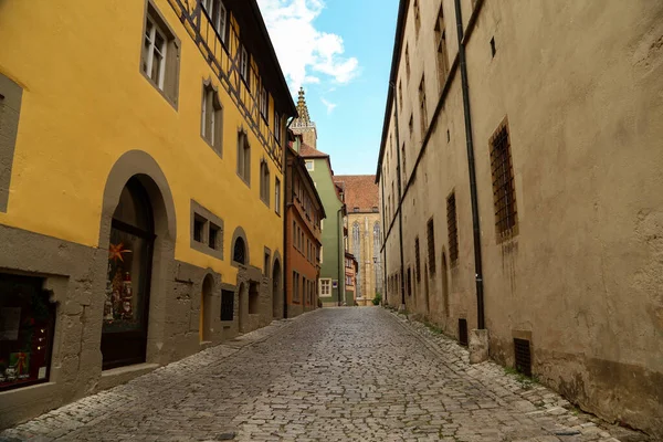 Rothenburg Der Tauber Óvárosának Üres Utcái Németország — Stock Fotó