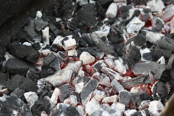 Izgarada ızgara yemek pişirmek için sıcak kömür..