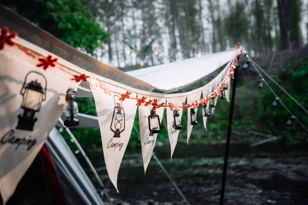 Lámpara Retro Vintage Decoración Bandera Camping Aire Libre — Foto de Stock