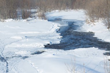 Kar soğuk seyahat tatil photographythe manzara huzurlu serin dağ köyü su yıl dağ nehir Sibirya Rusya Doğa Kış