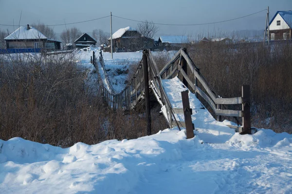 Rusia Siberia Naturaleza Invierno Heladas Frío Pueblo Bosque Taiga Nieve —  Fotos de Stock