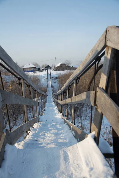 Russland Sibirien Natur Winter Frost Kalt Dorf Wald Taiga Schnee — Stockfoto