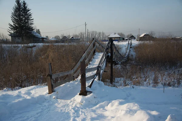 Russland Sibirien Natur Winter Frost Kalt Dorf Wald Taiga Schnee — Stockfoto