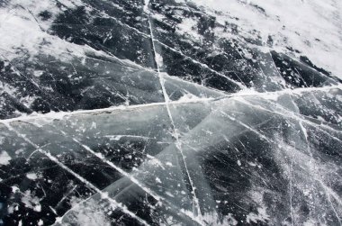 Buz arkaplan dokusu. Rusya 'da Baykal Gölü' nde kış