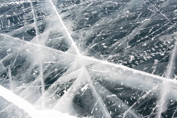 Tekstura Tła Lodu Zima Nad Jeziorem Bajkał Rosji — Zdjęcie stockowe