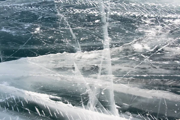 Textura Ledu Pozadí Zima Jezeře Bajkal Rusku — Stock fotografie