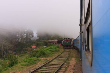 Kandy 'den Ella 'ya giden trenden çay tarlalarının görünümü