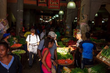 Port Louis, Mauritius, 7 Temmuz 2017 - Port Louis 'de yerel bir meyve pazarı