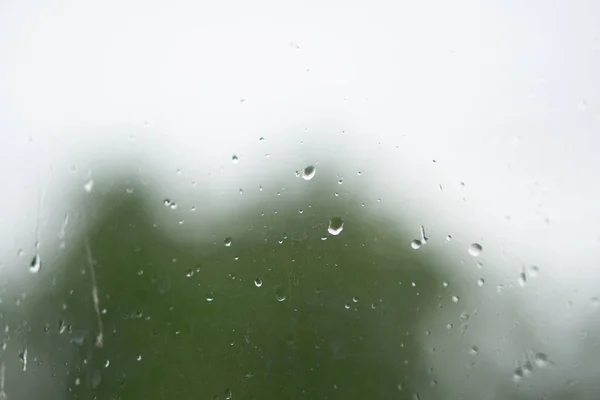 Rainy Autumn Weather Window Drops Water Glass Blurred Background Romantic — Stock Photo, Image