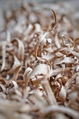 Güzel marangozluk arka plan. Talaş odak ve bulanık bir görüntü. Soyut Kompozisyon tasarımı için. Stok fotoğraf.