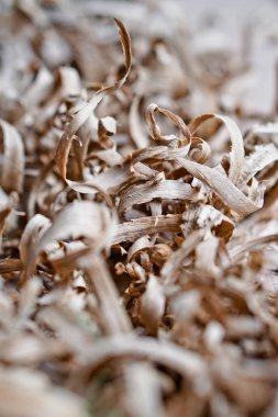 Güzel marangozluk arka plan. Talaş odak ve bulanık bir görüntü. Soyut Kompozisyon tasarımı için. Stok fotoğraf.