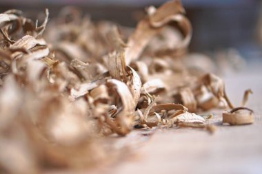 Güzel marangozluk arka plan. Talaş odak ve bulanık bir görüntü. Soyut Kompozisyon tasarımı için. Stok fotoğraf.