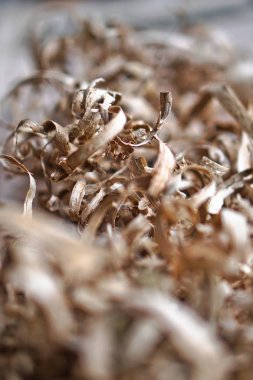 Güzel marangozluk arka plan. Talaş odak ve bulanık bir görüntü. Soyut Kompozisyon tasarımı için. Stok fotoğraf.