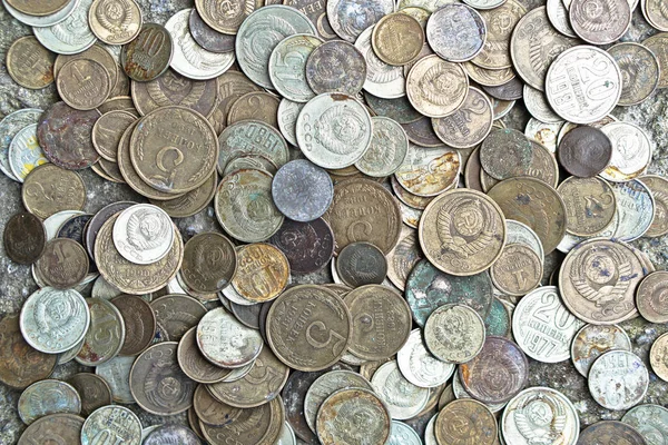 Радянські Монети Посипати Всю Рамку Фотографії Рубль Срср Старовинні Монети — стокове фото