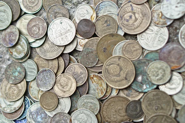Радянські Монети Посипати Всю Рамку Фотографії Рубль Срср Старовинні Монети — стокове фото