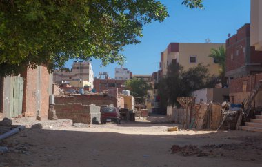 Evleri gecekondu Mısır yoksul bölgelerde eski kalıntıları. Hurghada ve Cairo Asya. Tasarım için stok fotoğraf