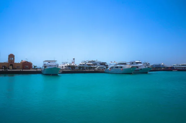 Rode Zee Jachten Boten Haven Van Egypte Hurghada Cairo Azië — Stockfoto