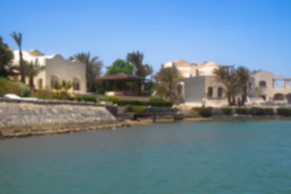 美丽的海岸线景色 在红海上有房屋和酒店 埃及的旅游区 胡尔加达和它的传统 用于设计的库存照片 — 图库照片