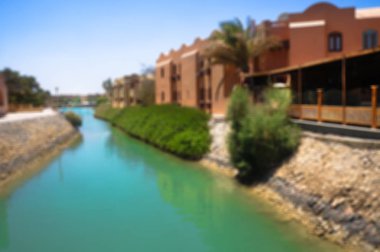 Güzel manzara ev ve otel Kızıldeniz ile kıyı şeridi. Mısır'daki turizm bölgesi. Hurghada ve kendi gelenekleri. Tasarım için stok fotoğraf