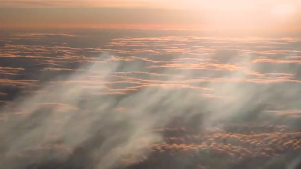 Flyger Himlen Och Havet Moln Flygplan Hyttventil Med Spektakulär Utsikt — Stockvideo