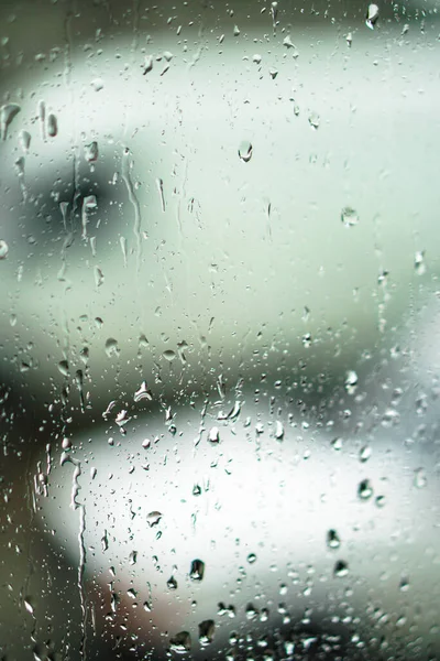 Window Overlooking Rainy Street Gloomy Evening Weather View Road Drops — Stock Photo, Image