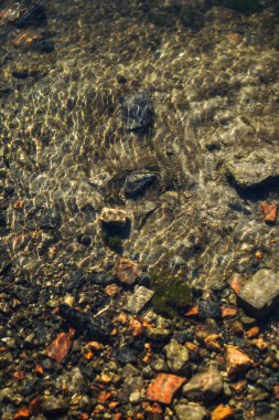 Binaların yıkıntıları ve atıklarla doğaya akın edin. Selden sonra inşaat malzemelerini sel basmış. Tasarım için suyu olan arkaplan