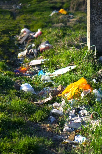 Lixo Sobre Natureza Abandono Por Turistas Turistas Uma Catástrofe Ecológica — Fotografia de Stock