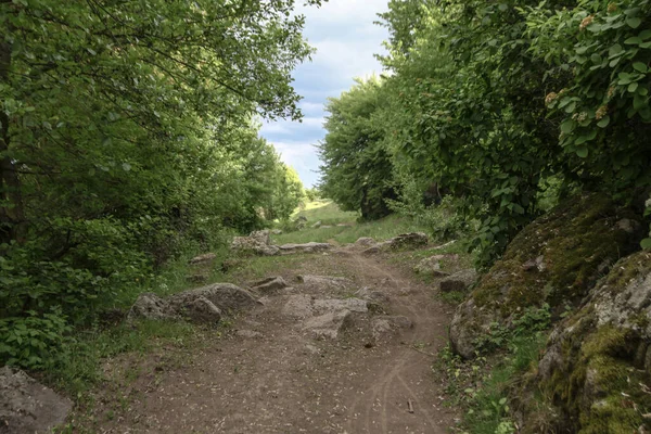 Belle Route Montagne Avec Une Belle Vue Rocher Sur Côté — Photo