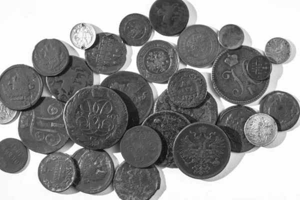 Αρχαία Νομίσματα Της Ρωσικής Τσαρικής Αυτοκρατορίας Συλλεκτικό Υπόβαθρο Ένα Απομονωμένο — Φωτογραφία Αρχείου
