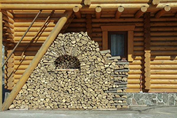 Ajout Bois Chauffage Pour Hiver Exploitation Forestière Dans Village Pour — Photo