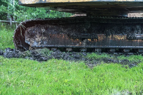 Een Graafmachine Graaft Een Grote Sleuf Voor Bouw Van Een — Stockfoto