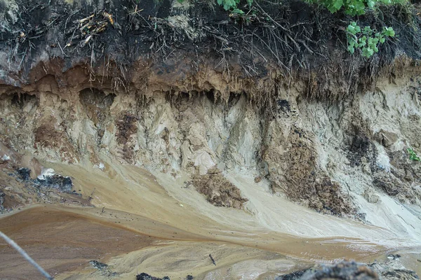 Cavou Buraco Chão Preenchido Com Água Para Nível Pântano Elemento — Fotografia de Stock