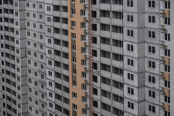 Large Construction Site Background Blue Sky Brick Panel Apartment Building — Stock Photo, Image