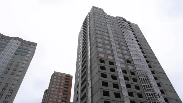 Grande Sítio Construção Contexto Céu Azul Brick Edifício Apartamentos Tema — Fotografia de Stock