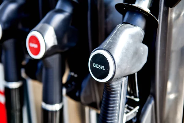 Diesel Fuel Pumps Petrol Station German Text — Stock Photo, Image