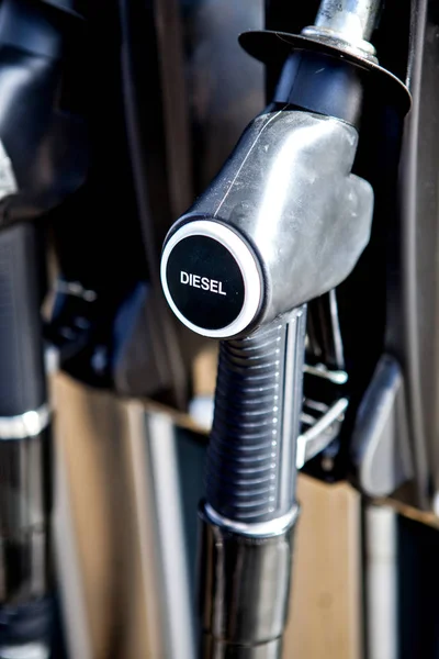 Diesel Fuel Pumps Petrol Station German Text — Stock Photo, Image