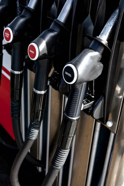 Diesel Fuel Pumps Petrol Station German Text — Stock Photo, Image