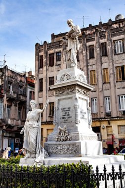Havana, Cuba - December 12, 2016:  Statue of Francisco de Albear by Jose Vilalta Saavedra in Old Havana, Cuba clipart