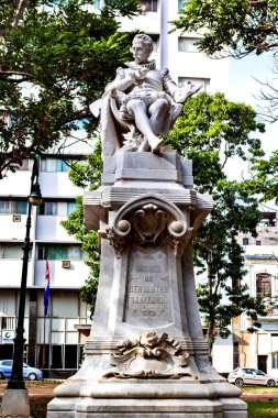 Havana, Cuba - December 12, 2016:  Statue of Miguel de Cervantes Saavedra in Old Havana, Cuba clipart