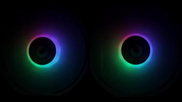 Círculos RGB brillan en diferentes colores — Vídeo de stock