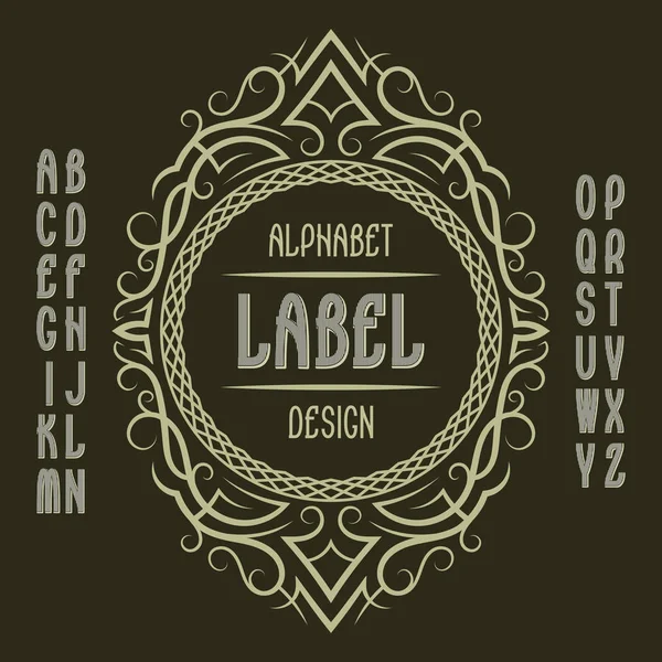 Vintage Label Template Patterned Frame Isolated Logo Design Elements Alphabet — Stock Vector