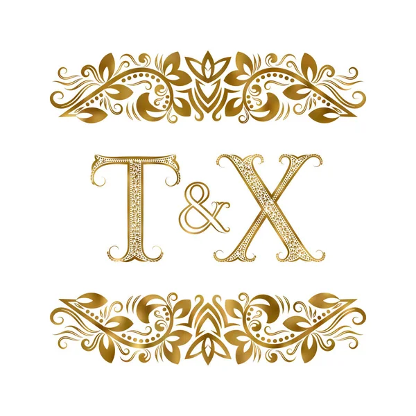 Vintage Initials Logo Symbol Letters Surrounded Ornamental Elements Wedding Business — Stock Vector