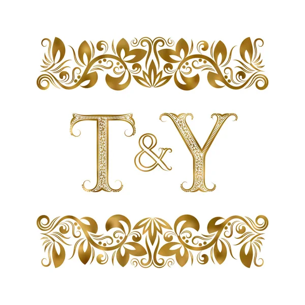 Символ Логотипа Винтажных Инициалов Буквы Окружены Декоративными Элементами Монограмма Свадьбе — стоковый вектор