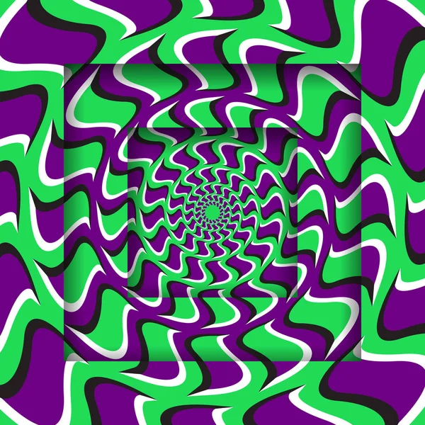 Flytning Firkantede Rammer Med Cirkulær Spiral Mønster Optisk Illusion Baggrund – Stock-vektor
