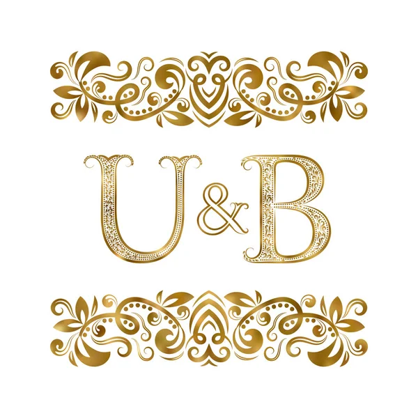 Simbolo Logo Delle Iniziali Vintage Lettere Sono Circondate Elementi Ornamentali — Vettoriale Stock