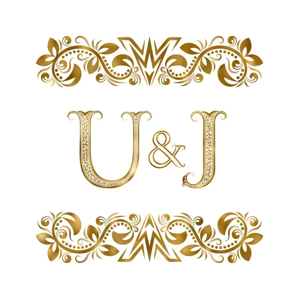 Vintage Initialen Logo Symbool Letters Zijn Omringd Door Decoratieve Elementen — Stockvector